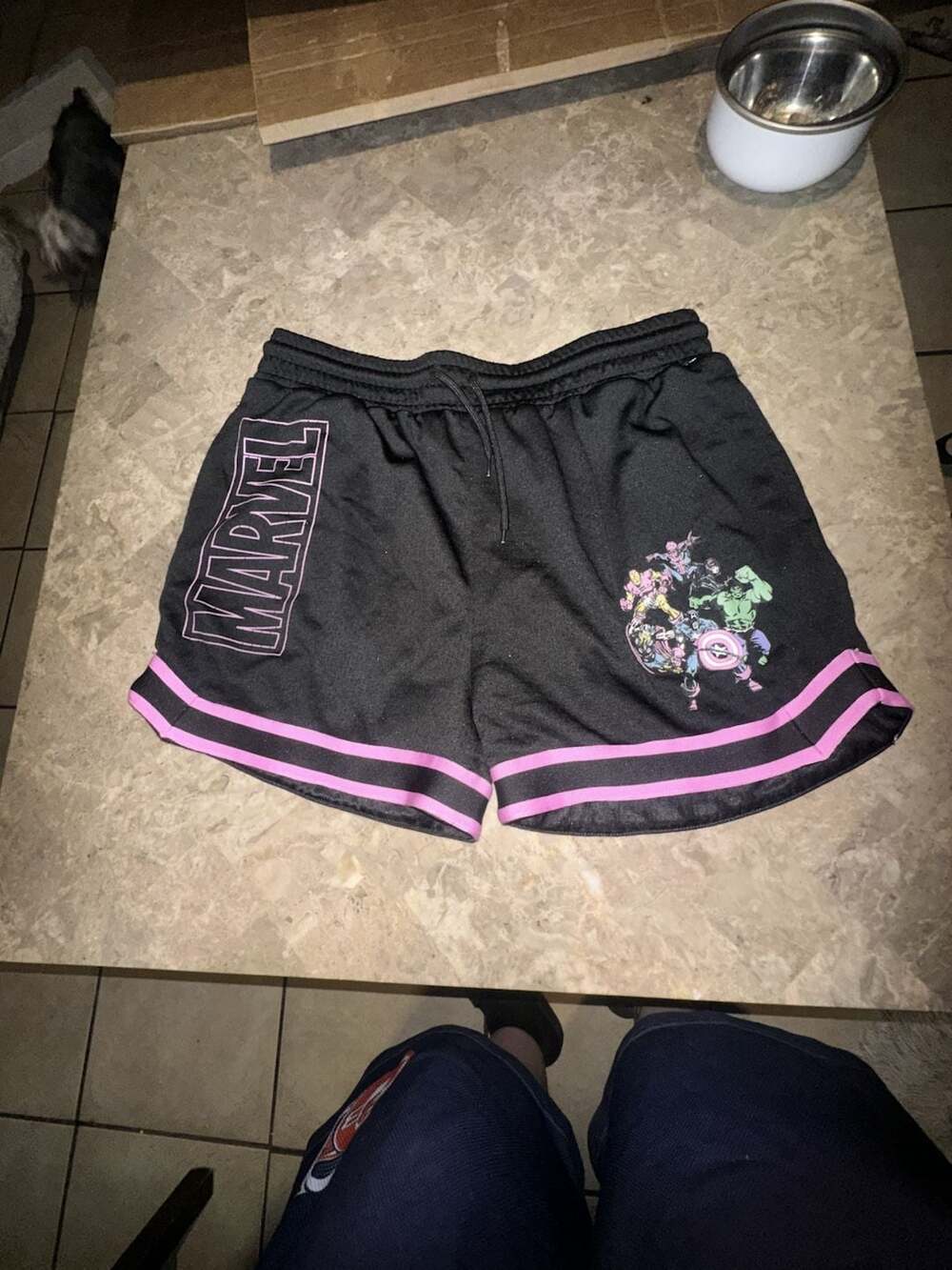 Marvel Avengers Heroes Black and Pink Athletic Shorts XL